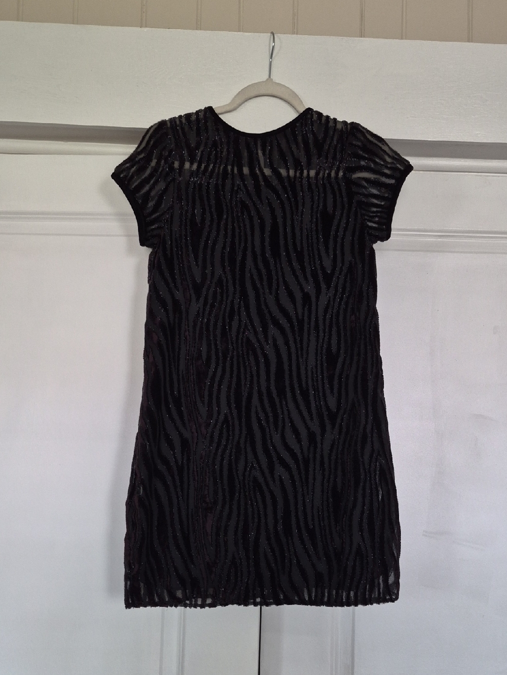 Girls Black Sparkle Zebra-Print Party Dress